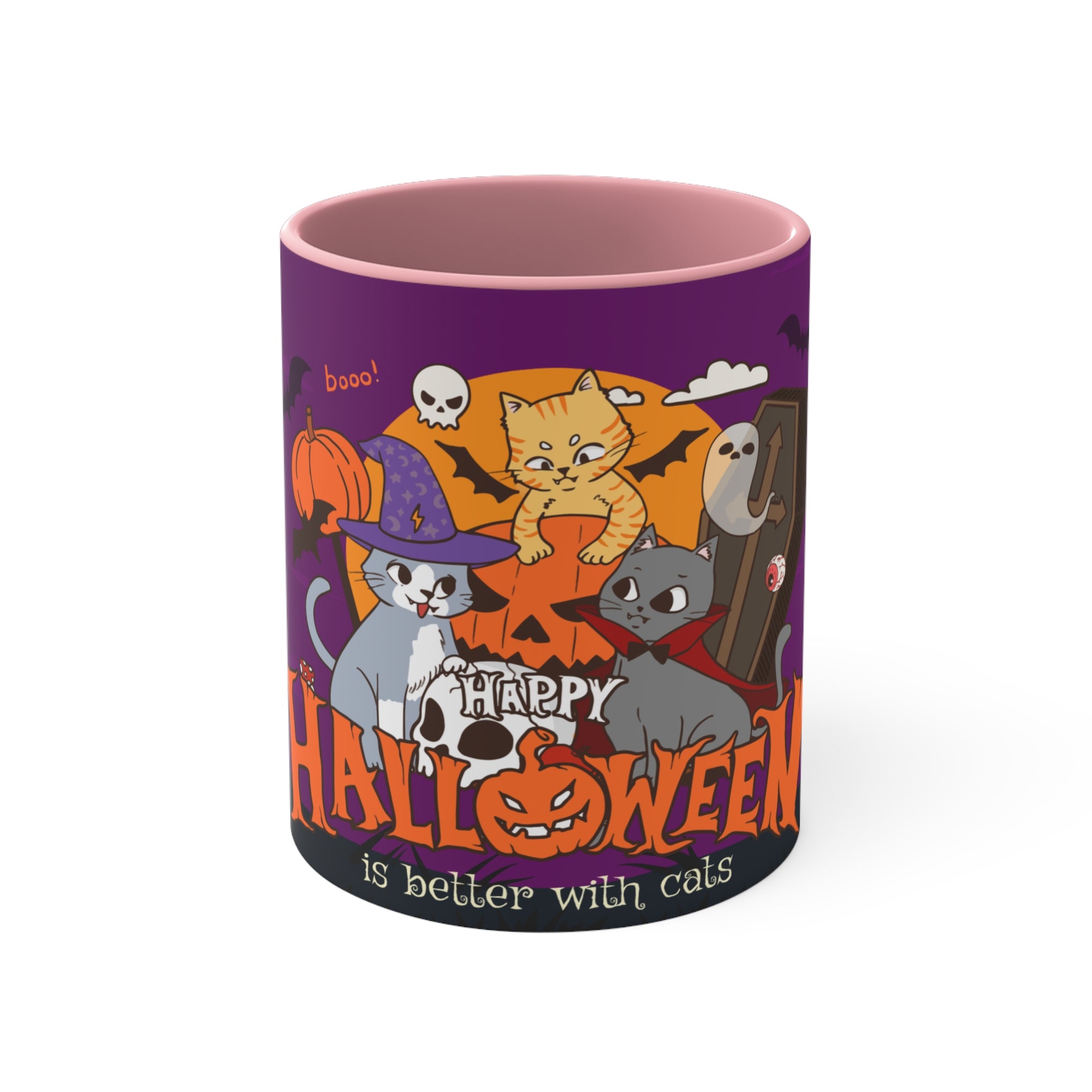 Happy Halloween is Better with Cats | Colorful Accent Mugs